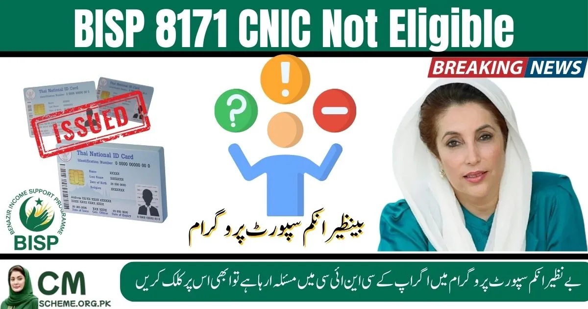 BISP 8171 CNIC Not Eligible reason and solution 2025, Fix BISP 8171 CNIC Not Eligible issue online 2025, How to check BISP 8171 CNIC Not Eligible status 2025, Update NSER and NADRA for BISP 8171 CNIC eligibility,