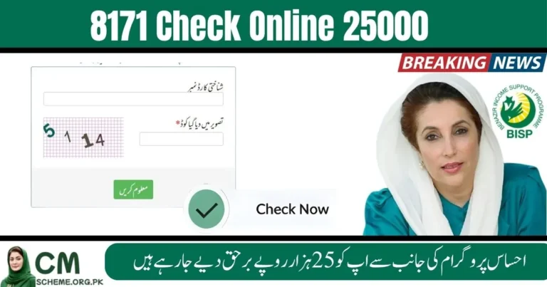 8171 Check Online 25000, Ehsaas Program 25000 CNIC Check, 8171 web portal online, BISP 8171 check online, 8171 registration process, Ehsaas CNIC verification, 8171 SMS service 2025, BISP payment 25000 update, 8171 online status check, Ehsaas 25000 cash program,The 8171 Check Online 25000 program allows beneficiaries to verify their CNIC through the Ehsaas Program 25000 CNIC Check portal. By visiting the 8171 web portal online, users can confirm eligibility and access BISP 8171 check online details. The 8171 registration process ensures transparency, while Ehsaas CNIC verification via 8171 SMS service 2025 provides instant results. Citizens can also review the BISP payment 25000 update, track their 8171 online status check, and apply under the Ehsaas 25000 cash program for financial aid.