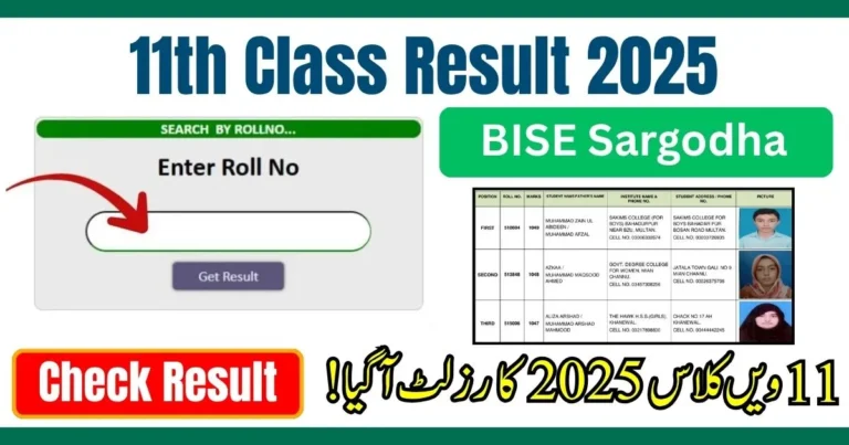 Bise Sargodha 1st Year Result 2025 online checking guide, Students checking BISE Sargodha 11th Class Result 2025, Sargodha Board HSSC Part 1 Result 2025 announcement, BISE Sargodha Result 2025 by roll number and name, BISE Sahiwal First Year Result 2025