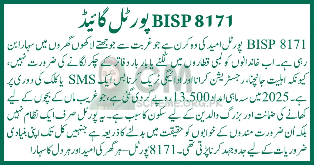 BISP 8171 portal guide, BISP 8171 eligibility check, 8171 CNIC check online, Benazir Income Support portal, BISP payment tracking 2025, BISP 8171 registration process, Ehsaas 8171 program portal, BISP 8171 online apply, BISP 8171 payment status Pakistan, 8171 web portal 2025