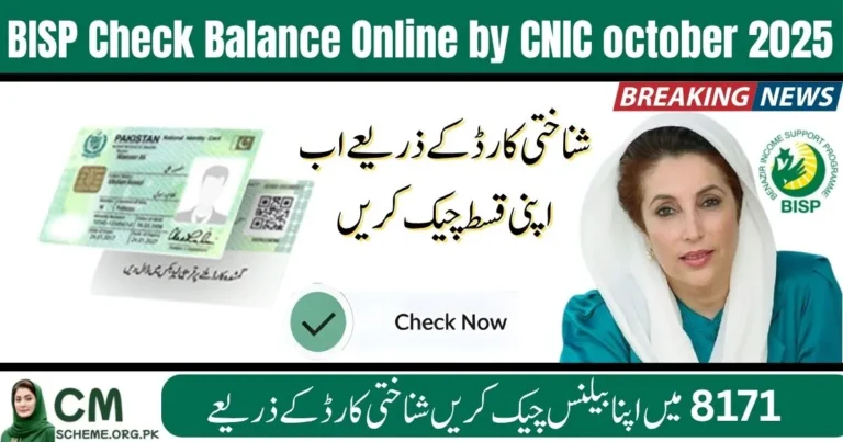 BISP Check Balance Online by CNIC, 8171 Check Balance October 2025, BISP 8171 Payment Update, BISP Online Verification Portal, Check BISP Balance 2025, CNIC Based BISP Balance Check, Benazir Income Support Balance, 8171 Online Status Pakistan, BISP October Payment Details, BISP CNIC Verification 2025,The BISP Check Balance Online by CNIC October 2025 process helps users easily verify their 8171 payments, track BISP balance updates, and confirm eligibility through the official online portal. By entering a valid CNIC number, beneficiaries can access their Benazir Income Support details, review the October 2025 installment, and ensure secure payment verification. This digital method promotes transparency, ease of access, and financial empowerment for families across Pakistan.