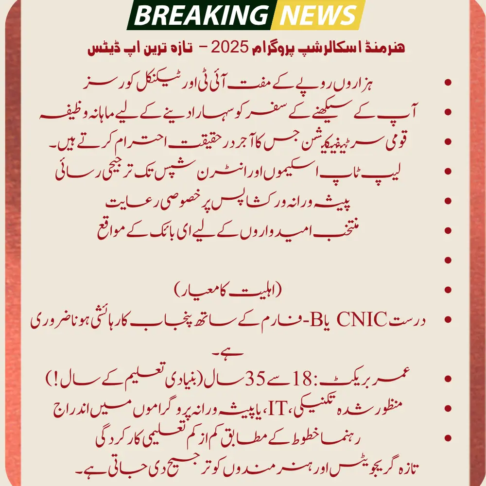 Hunarmand Scholarship Card 2025